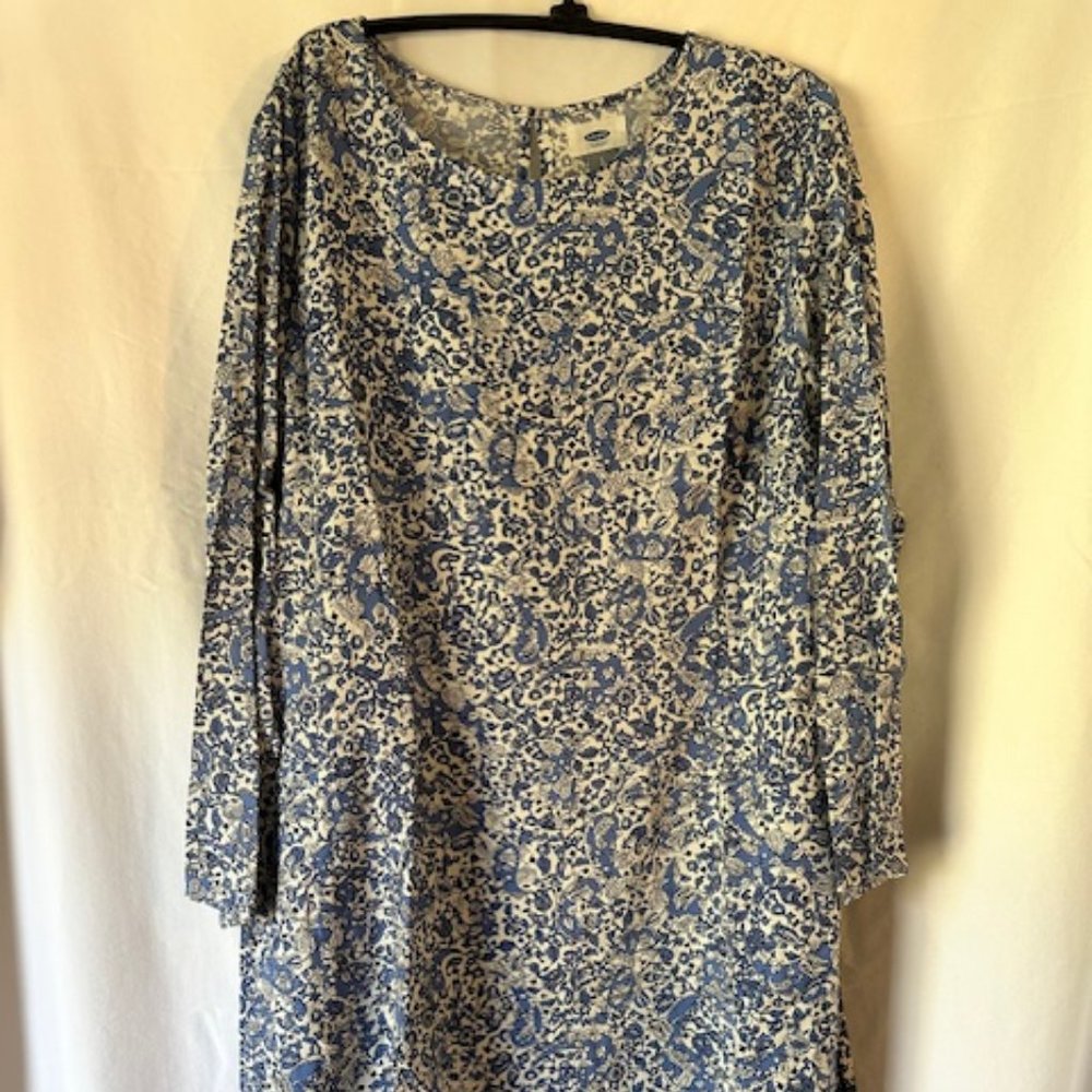 Old Navy Dress, blue paisley print, size L